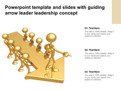 Powerpoint template and slides with guiding arrow leader leadership concept