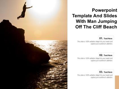Powerpoint template and slides with man jumping off the cliff beach