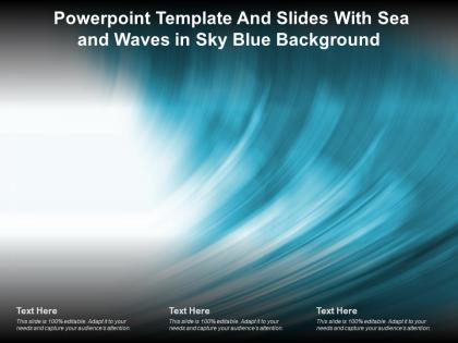 Powerpoint template and slides with sea and waves in sky blue background
