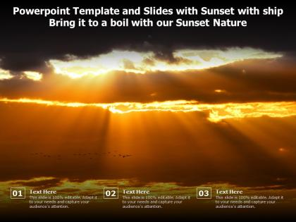 Powerpoint template and slides with sunset with ship bring it to a boil with our sunset nature