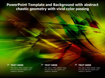 Powerpoint template and with abstract chaotic geometry with vivid color passing