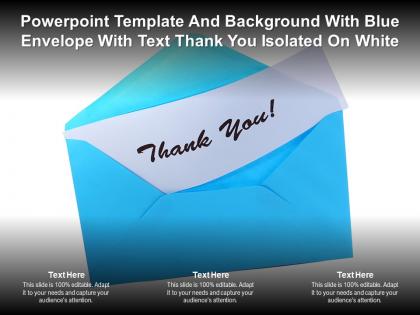 Powerpoint template and with blue envelope with text thank you isolated on white