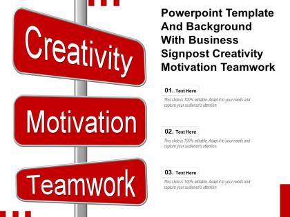 Powerpoint template and with business signpost creativity motivation teamwork