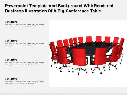 Powerpoint template and with rendered business illustration of a big conference table