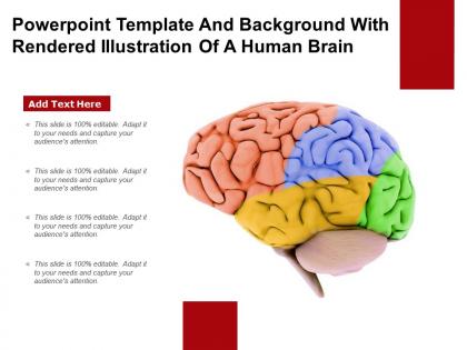 Powerpoint template and with rendered illustration of a human brain ppt powerpoint