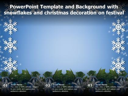 Powerpoint template and with snowflakes and christmas decoration on festival
