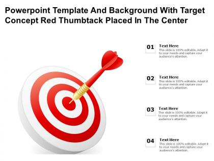 Powerpoint template and with target concept red thumbtack placed in the center