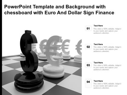 Powerpoint template background with chessboard with euro and dollar sign finance