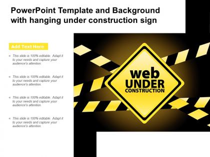 Powerpoint template background with hanging under construction sign ppt powerpoint