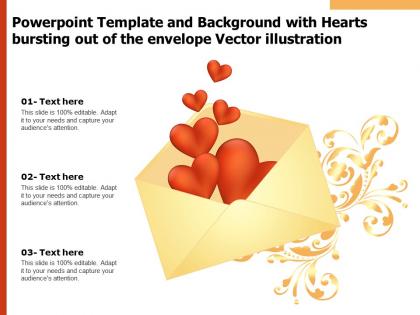Powerpoint template background with hearts bursting out of the envelope vector illustration