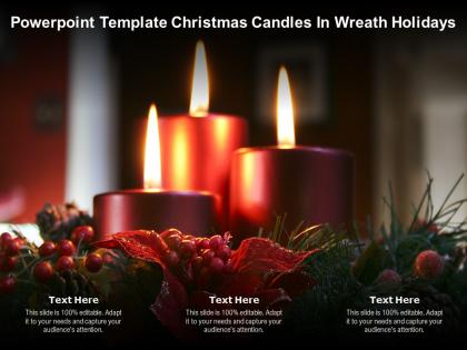 Powerpoint template christmas candles in wreath holidays