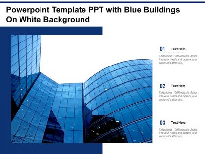 Powerpoint template ppt with blue buildings on white background