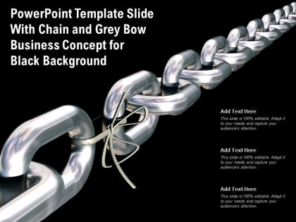 Powerpoint template slide with chain and grey bow business concept for black background