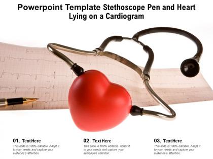 Powerpoint template stethoscope pen and heart lying on a cardiogram