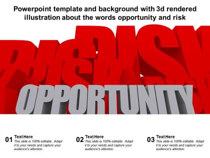 Powerpoint template with 3d rendered illustration about the words opportunity and risk
