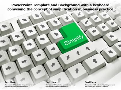 Powerpoint template with a keyboard conveying the concept of simplification in business practice