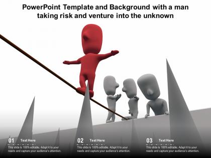 Powerpoint template with a man taking risk and venture into the unknown