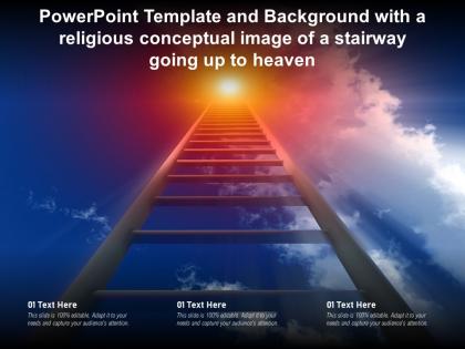 Powerpoint template with a religious conceptual image of a stairway going up to heaven