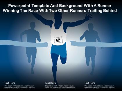 Powerpoint template with a runner winning the race with two other runners trailing behind
