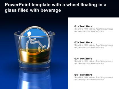 Powerpoint template with a wheel floating in a glass filled with beverage