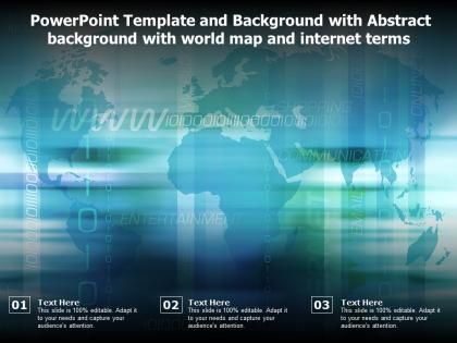 Powerpoint template with abstract background with world map and internet terms