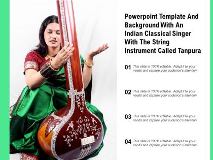 Powerpoint template with an indian classical singer with the string instrument called tanpur
