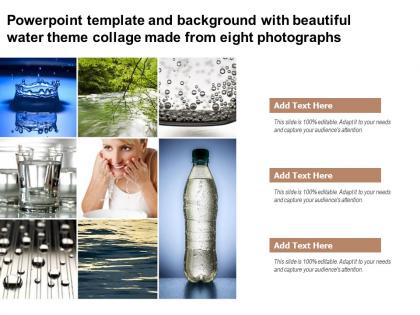 Powerpoint template with beautiful water theme collage made from eight photographs