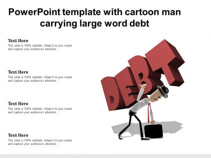 Powerpoint template with cartoon man carrying large word debt