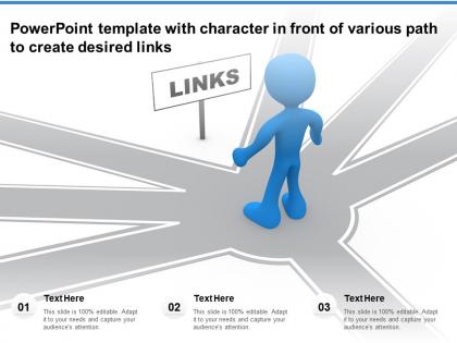 Powerpoint template with character in front of various path to create desired links
