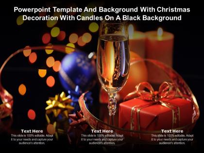 Powerpoint template with christmas decoration with candles on a black background