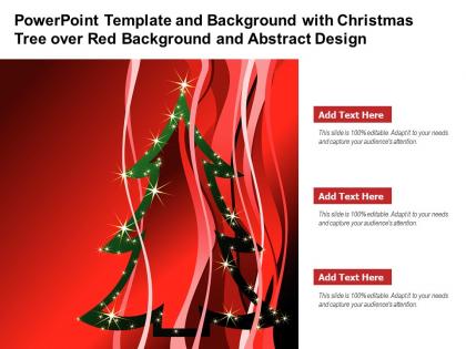 Powerpoint template with christmas tree over red background and abstract design