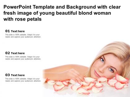 Powerpoint template with clear fresh image of young beautiful blond woman with rose petals