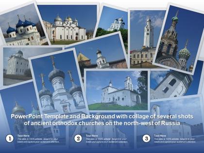 Powerpoint template with collage of several shots of ancient orthodox churches on north west of russia