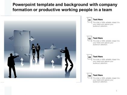 Powerpoint template with company formation or productive working people in a team