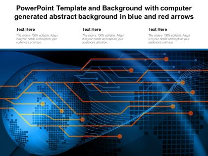 Powerpoint template with computer generated abstract background in blue and red arrows