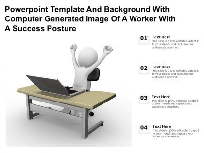 Powerpoint template with computer generated image of a worker with a success posture