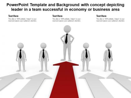Powerpoint template with concept depicting leader in a team successful in economy or business area