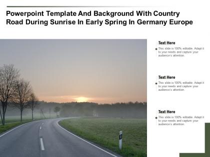 Powerpoint template with country road during sunrise in early spring in germany europe