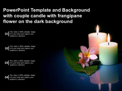 Powerpoint template with couple candle with frangipane flower on the dark background