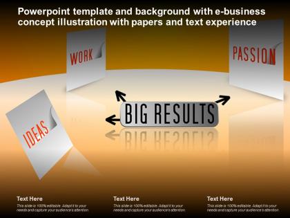 Powerpoint template with e business concept illustration with papers and text experience