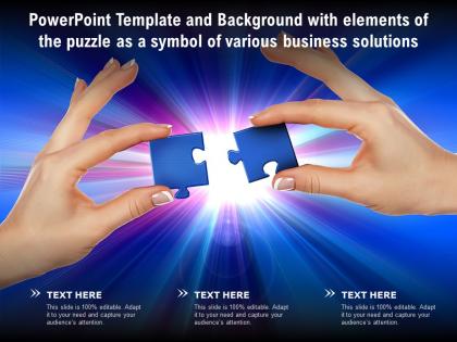 Powerpoint template with elements of the puzzle as a symbol of various business solutions