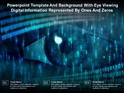 Powerpoint template with eye viewing digital information represented by ones and zeros