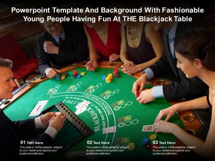 Powerpoint template with fashionable young people having fun at the blackjack table