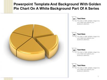 Powerpoint template with golden pie chart on a white background part of a series