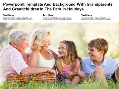 Powerpoint template with grandparents and grandchildren in the park in holidays
