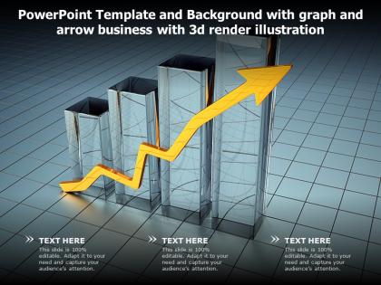 Powerpoint template with graph and arrow business with 3d render illustration