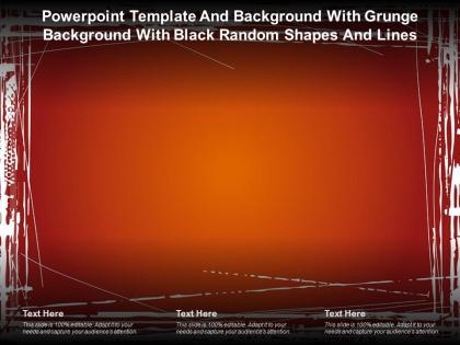 Powerpoint template with grunge background with black random shapes and lines