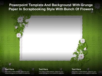 Powerpoint template with grunge paper in scrapbooking style with bunch of flowers
