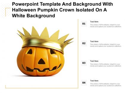 Powerpoint template with halloween pumpkin crown isolated on a white background