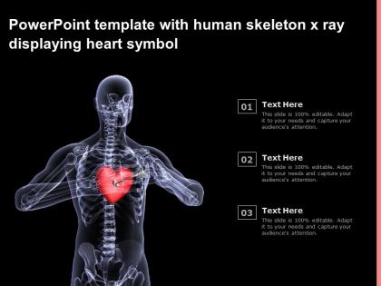 Powerpoint template with human skeleton x ray displaying heart symbol
